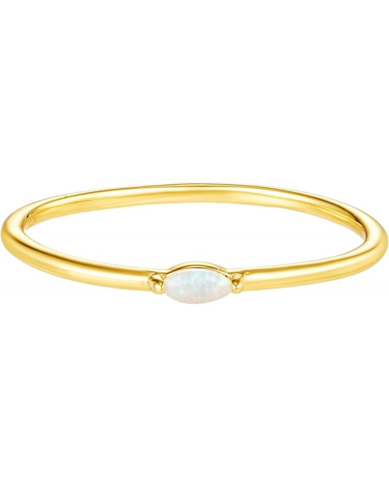 18K Gold Dainty Band White Oval Opal Stone Ring for Women Gift for Her 6 02-Eloise $11.80 Rings