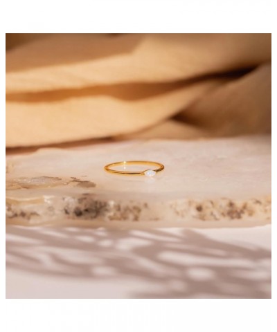 18K Gold Dainty Band White Oval Opal Stone Ring for Women Gift for Her 6 02-Eloise $11.80 Rings