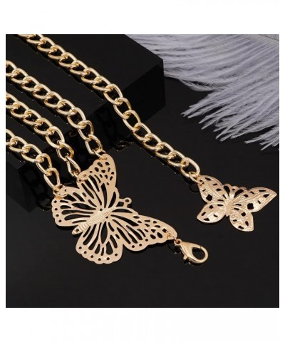 MultiLayer Waist Chain Belts for Women, Adjustable Metal Body Belly Chain for Dress Gold Butterfly S: (Fit Waist 90cm/35.4in)...