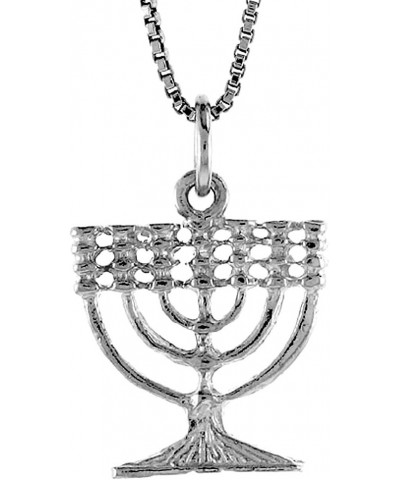 3/4 inch Small Sterling Silver Menorah Pendant Necklace for Women and Men 17mm wide 16-30 inch With No Chain $12.58 Pendants