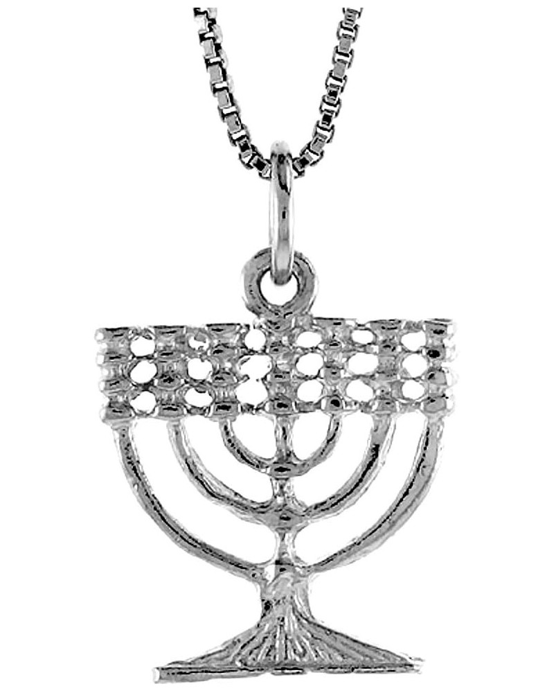 3/4 inch Small Sterling Silver Menorah Pendant Necklace for Women and Men 17mm wide 16-30 inch With No Chain $12.58 Pendants