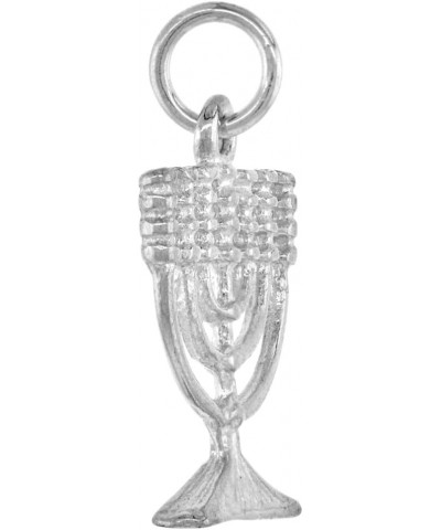 3/4 inch Small Sterling Silver Menorah Pendant Necklace for Women and Men 17mm wide 16-30 inch With No Chain $12.58 Pendants