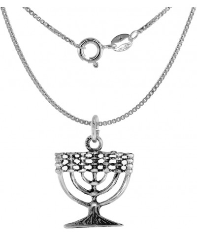 3/4 inch Small Sterling Silver Menorah Pendant Necklace for Women and Men 17mm wide 16-30 inch With No Chain $12.58 Pendants