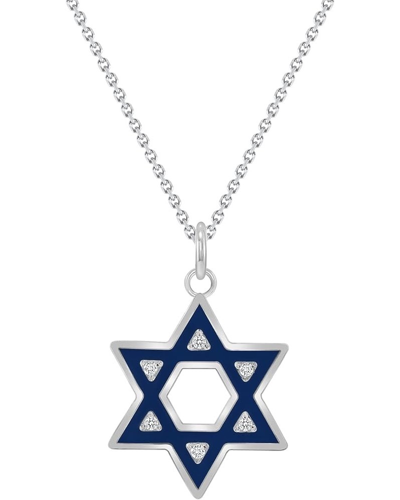 Jewish Star of David Diamond Pendant Necklace in Solid 14k Gold, Made in America Small 16" Necklace White Gold $116.10 Necklaces