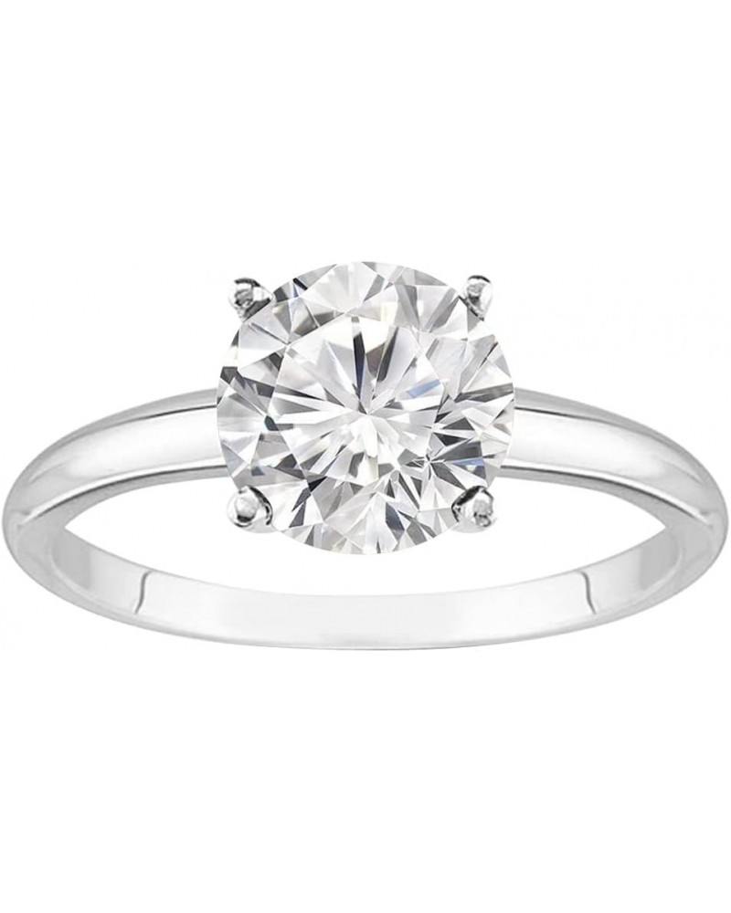 1 to 4 Carat Lab Grown 4 Prong Solitaire Round Cut IGI CERTIFIED Diamond Engagement Rings H-I Color VS2-SI1 Clarity 9 Platinu...