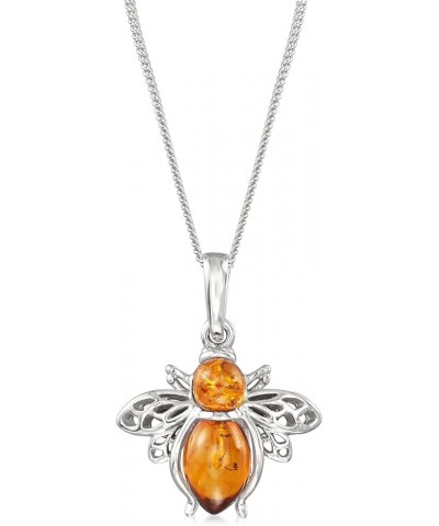 Bumblebee Pendant Necklace in Sterling Silver Amber 18.0 Inches $31.57 Necklaces