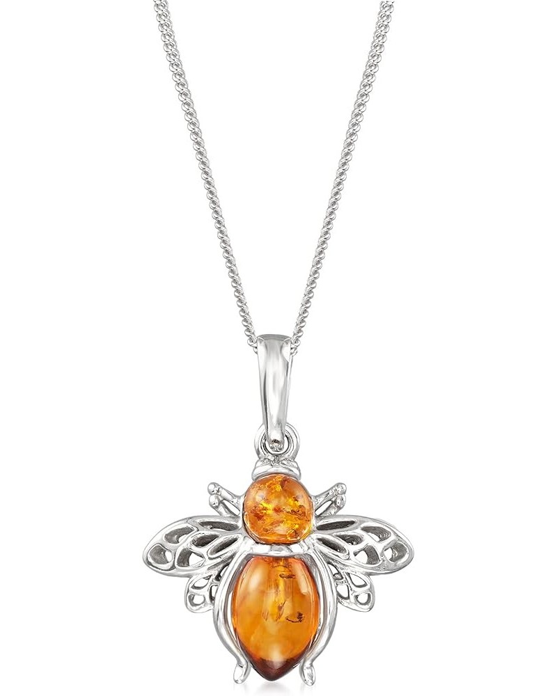 Bumblebee Pendant Necklace in Sterling Silver Amber 18.0 Inches $31.57 Necklaces