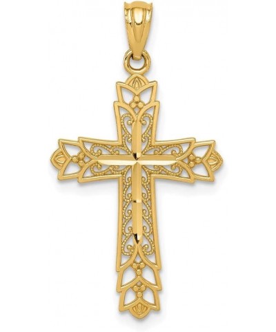 Solid 14K Gold Polished Filigree Cross Pendant $93.48 Pendants