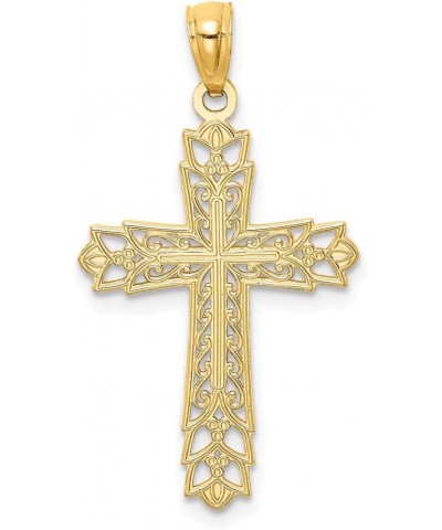 Solid 14K Gold Polished Filigree Cross Pendant $93.48 Pendants