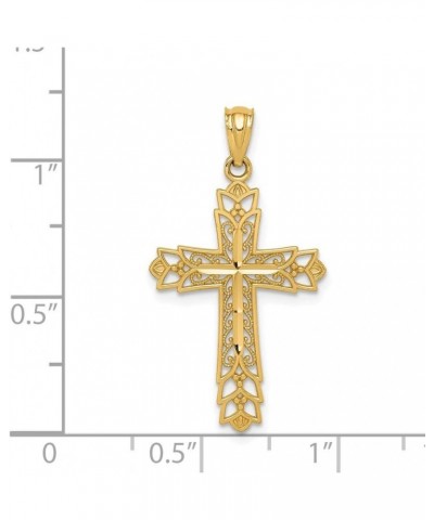 Solid 14K Gold Polished Filigree Cross Pendant $93.48 Pendants