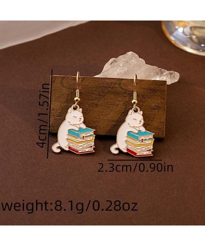 2pairs Kawaii Cute Little Cat Earrings Cartoon Black White Cat Earrings Teacup Sweet Cat Book Earrings Earrings For Women Gir...