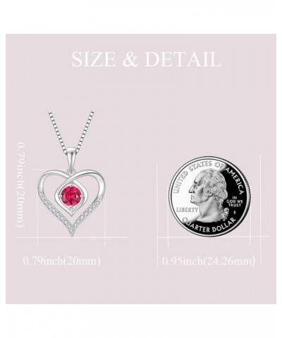 Heart Birthstone Necklace for Women 925 Sterling Silver Necklace Love Heart Pendant Birthstones Jewelry Gift Ruby $26.65 Neck...