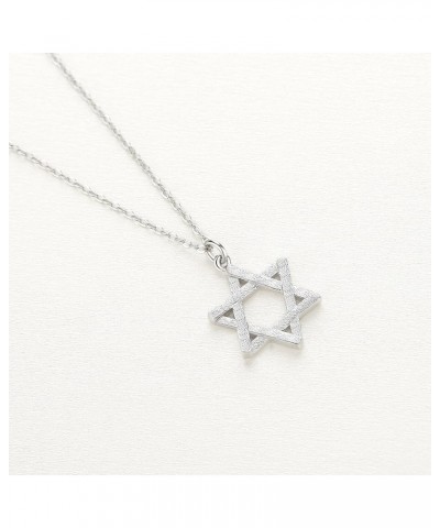 925 Sterling Silver Matte Brush Star of David Pendant Necklace 18 inch Silver Sterling Silver $10.40 Necklaces