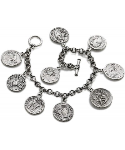 Roman Coin Charm Bracelet - Antique Silver Plated $38.04 Bracelets