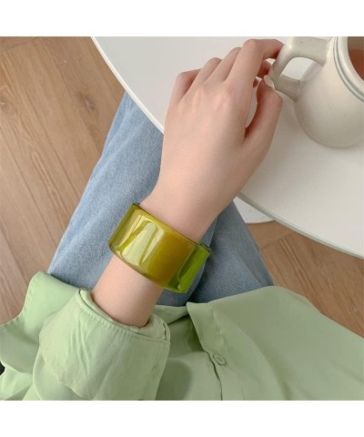 Acrylic Open Cuff Bangle Colorful Simple Geometric Transparent Resin Bracelet Jewelry Green $6.71 Bracelets