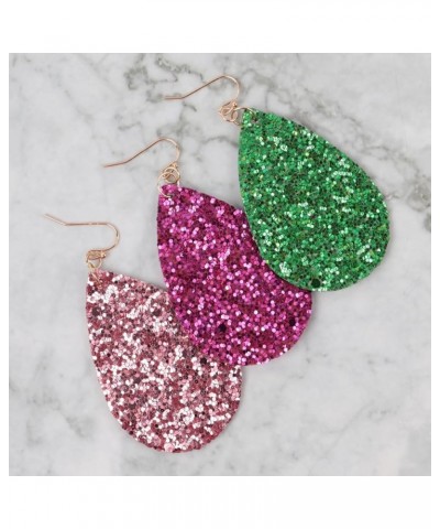 Sparkly Sequin Glitter Geometric Lightweight Simple Drop Statement Earrings - Bohemian Hook Dangles Faux Leather Marquise, Pe...