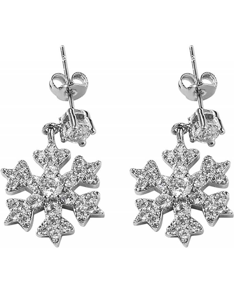 Snowflake Earrings, Diamond Studded Creative Earrings Personality Elegant Jewelry Gifts for Girls Women 8 One Size $4.71 Earr...