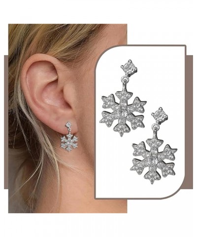 Snowflake Earrings, Diamond Studded Creative Earrings Personality Elegant Jewelry Gifts for Girls Women 8 One Size $4.71 Earr...