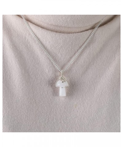 Mushroom Crystal Necklace Wire Wrapped Crystal Mushroom Pendant Necklace for Women Jewelry Gifts Clear Quartz $7.62 Necklaces