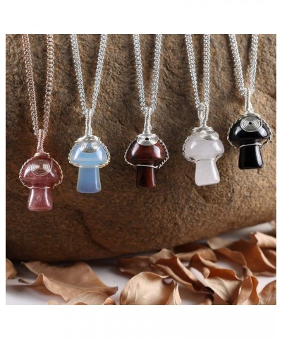 Mushroom Crystal Necklace Wire Wrapped Crystal Mushroom Pendant Necklace for Women Jewelry Gifts Clear Quartz $7.62 Necklaces