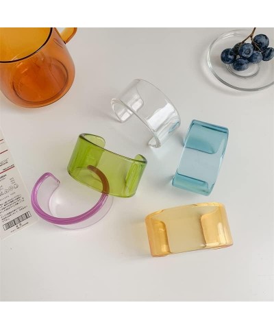 Acrylic Open Cuff Bangle Colorful Simple Geometric Transparent Resin Bracelet Jewelry Green $6.71 Bracelets