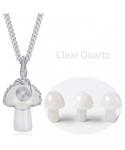 Mushroom Crystal Necklace Wire Wrapped Crystal Mushroom Pendant Necklace for Women Jewelry Gifts Clear Quartz $7.62 Necklaces