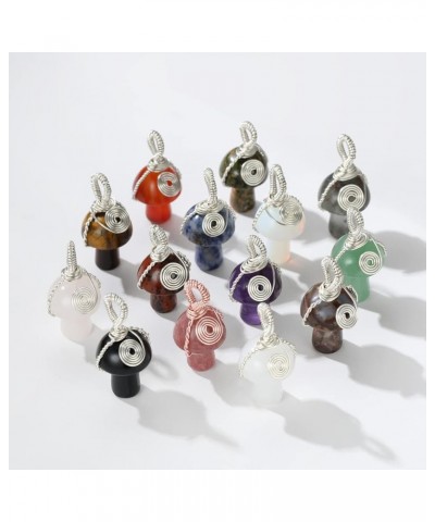 Mushroom Crystal Necklace Wire Wrapped Crystal Mushroom Pendant Necklace for Women Jewelry Gifts Clear Quartz $7.62 Necklaces