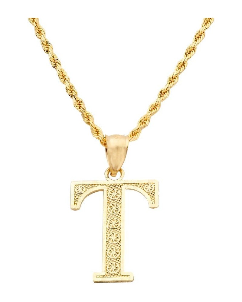 10K Yellow Gold Diamond Cut A to Z Alphabet Initial Letter Charm Pendant (Large Size) T $46.42 Pendants