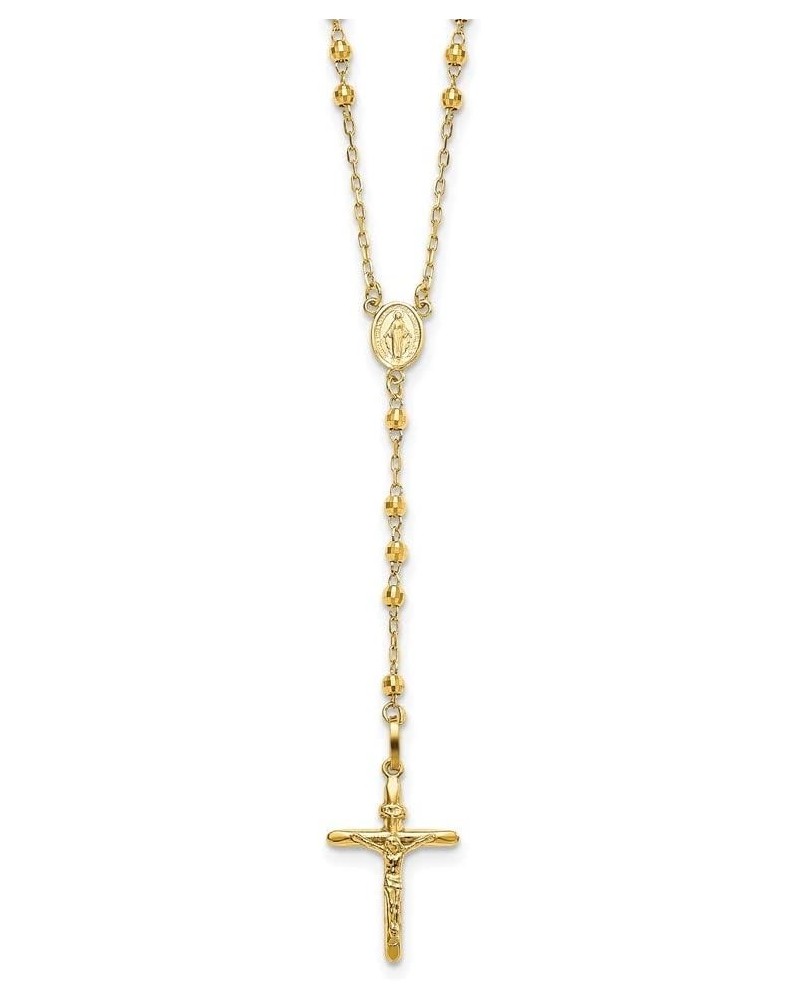 14k Yellow Gold Diamond-cut 3mm Beaded Rosary Necklace for Women $382.93 Necklaces