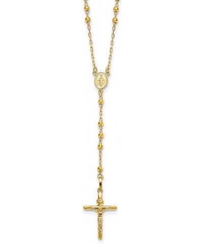 14k Yellow Gold Diamond-cut 3mm Beaded Rosary Necklace for Women $382.93 Necklaces