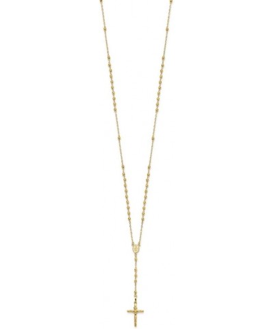 14k Yellow Gold Diamond-cut 3mm Beaded Rosary Necklace for Women $382.93 Necklaces