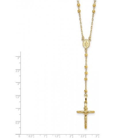 14k Yellow Gold Diamond-cut 3mm Beaded Rosary Necklace for Women $382.93 Necklaces