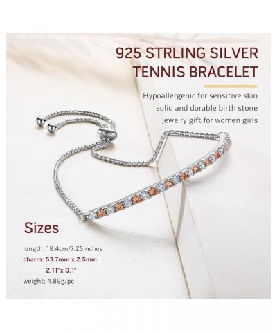 925 Sterling Silver Birthstone Bracelet for Women Girls 7.25" Slider Adjustable Moissanite/Cubic Zirconia Birth Stone Tennis ...