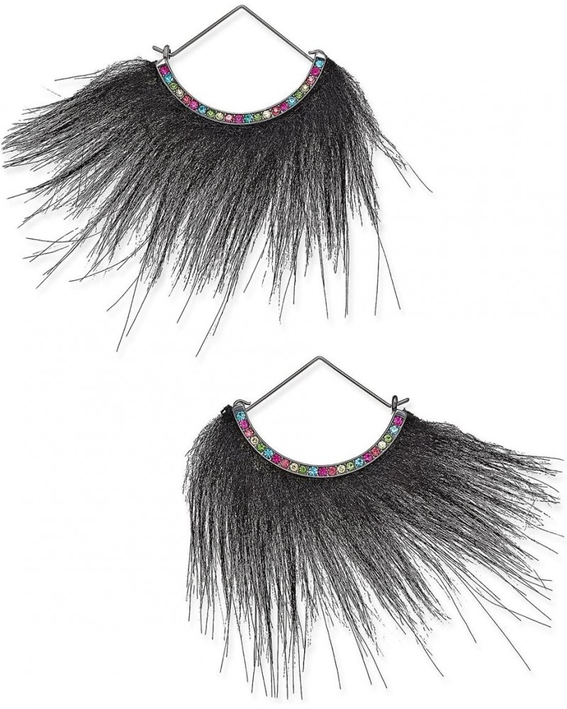 xox Trolls Faux-Fur Fan Earrings, Black $12.58 Earrings