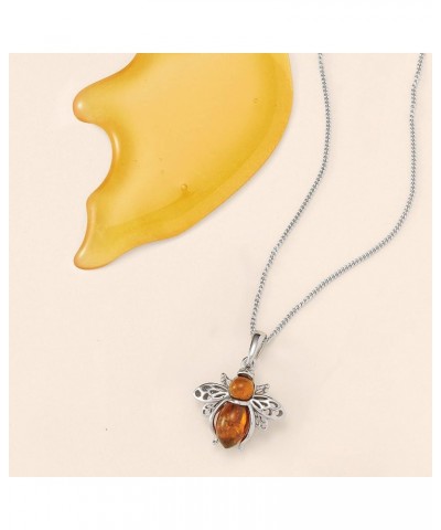 Bumblebee Pendant Necklace in Sterling Silver Amber 18.0 Inches $31.57 Necklaces