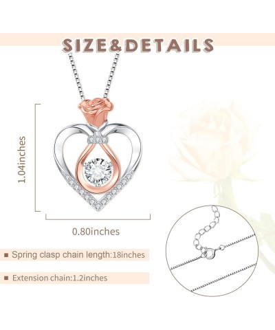 Heart Rose Necklace for Women 925 Sterling Silver Rose Birthstone Forever Love Pendant Necklaces Jewelry Birthday Valentine's...