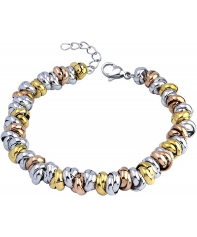 Stainless Steel Elegant Charm Discs & Beads Bracelet for Women Multicolor $12.97 Bracelets