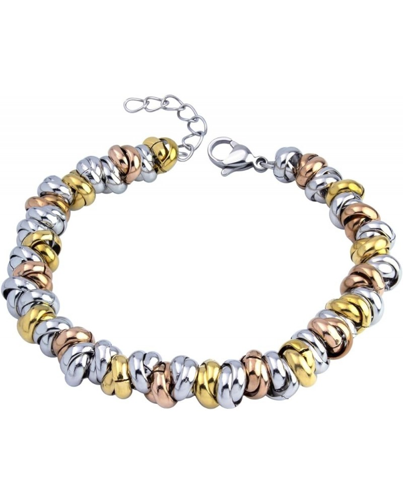 Stainless Steel Elegant Charm Discs & Beads Bracelet for Women Multicolor $12.97 Bracelets