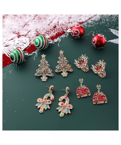 Christmas Earrings for Women Rhinestone Santa Claus Dangle Earrings Studs Hypoallergenic Cute Xmas Earrings Holiday Jewelry G...