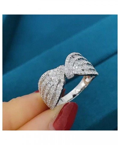 Bow Ring For Women Girls Cubic Zirconia White Gold Fashion Shiny Forever Love Knot Cz Diamond Chunky Band Rings Elegant Bowko...