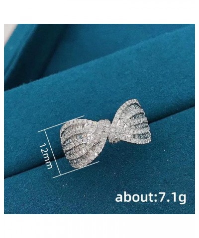 Bow Ring For Women Girls Cubic Zirconia White Gold Fashion Shiny Forever Love Knot Cz Diamond Chunky Band Rings Elegant Bowko...