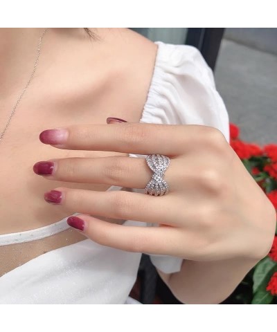 Bow Ring For Women Girls Cubic Zirconia White Gold Fashion Shiny Forever Love Knot Cz Diamond Chunky Band Rings Elegant Bowko...