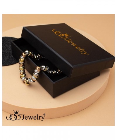 Stainless Steel Elegant Charm Discs & Beads Bracelet for Women Multicolor $12.97 Bracelets