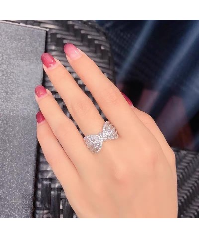 Bow Ring For Women Girls Cubic Zirconia White Gold Fashion Shiny Forever Love Knot Cz Diamond Chunky Band Rings Elegant Bowko...