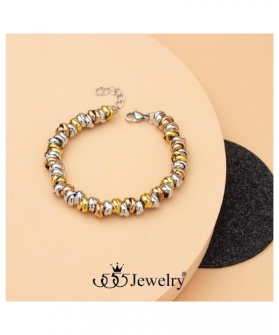 Stainless Steel Elegant Charm Discs & Beads Bracelet for Women Multicolor $12.97 Bracelets