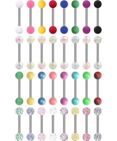 30-200Pcs 14G Surgical Steel Tongue Rings for Women Girls Stainless Steel Nipple Rings Barbell Body Piercing D: 32pcs $8.99 B...