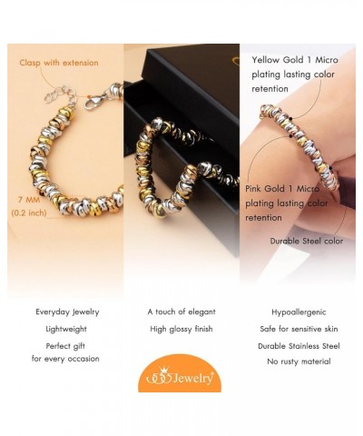 Stainless Steel Elegant Charm Discs & Beads Bracelet for Women Multicolor $12.97 Bracelets