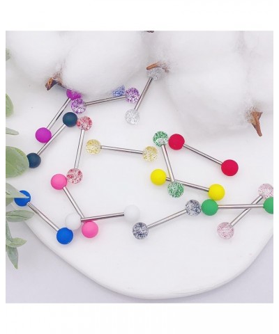 30-200Pcs 14G Surgical Steel Tongue Rings for Women Girls Stainless Steel Nipple Rings Barbell Body Piercing D: 32pcs $8.99 B...