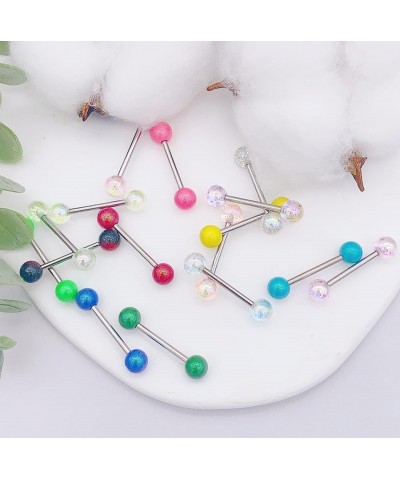 30-200Pcs 14G Surgical Steel Tongue Rings for Women Girls Stainless Steel Nipple Rings Barbell Body Piercing D: 32pcs $8.99 B...