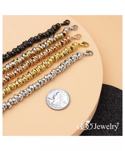 Stainless Steel Elegant Charm Discs & Beads Bracelet for Women Multicolor $12.97 Bracelets